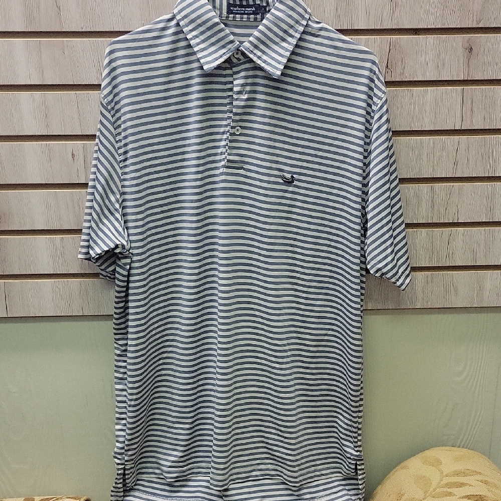 Southern Marsh Men's Polo - Blue and White Stripes